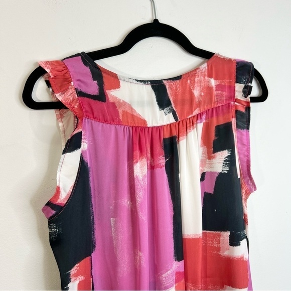 Axara Paris pink red white black satin a line dress 10 - Picture 6 of 11